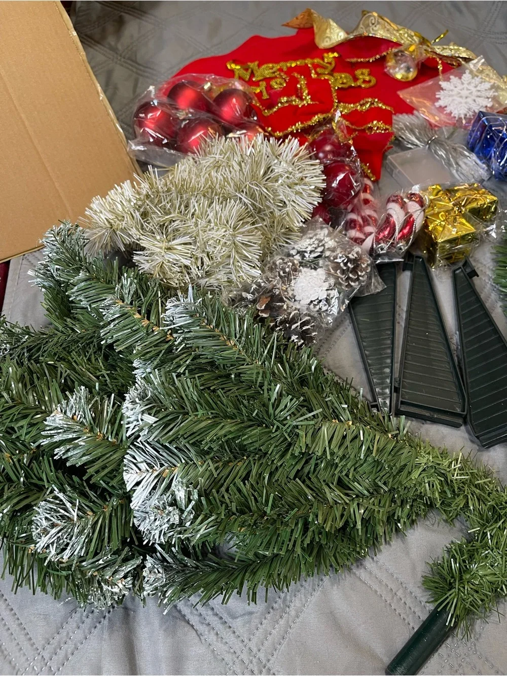 Christmas 36inch Small Artificial Tabletop Tree, Mini Tree w/ Hanging Ornaments